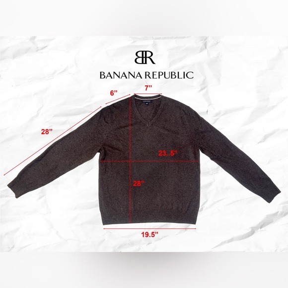 Banana Republic Men's Dark Brown Cashmere V-Neck Sweater - Picture 6 of 8